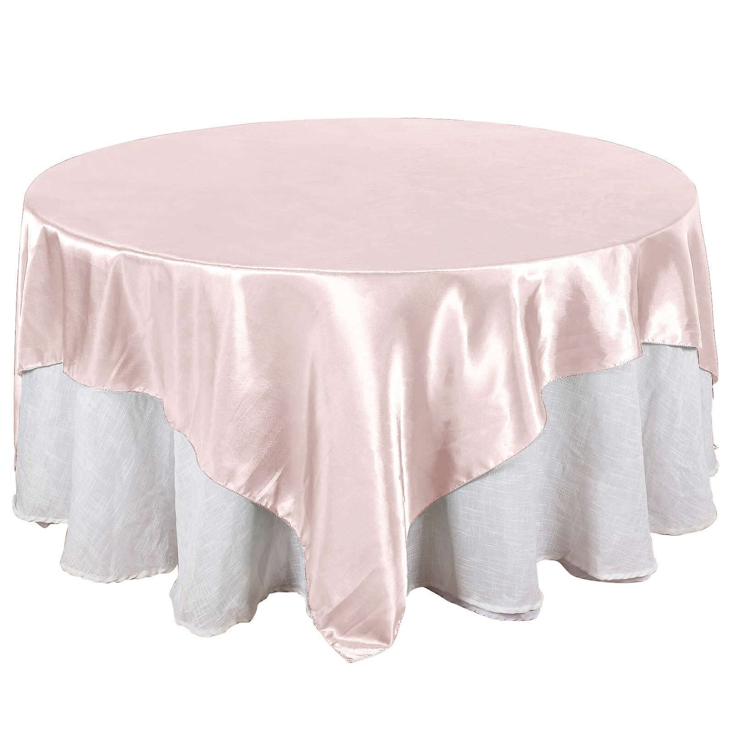 Satin 90"x90" Table Overlay Square Tablecloth Blush - Smooth Finish Table Topper - Linen Luxes