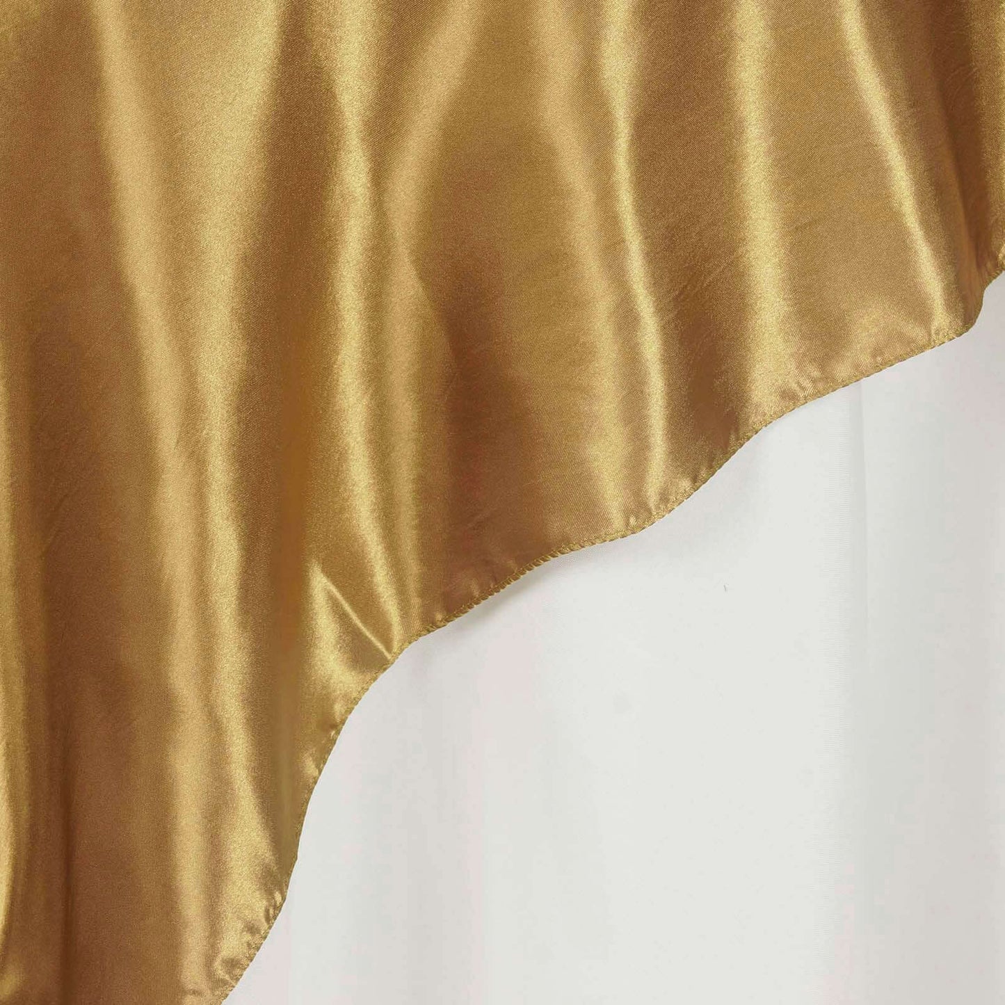 Satin 90"x90" Table Overlay Square Tablecloth Gold - Smooth Finish for Luxurious Events - Linen Luxes