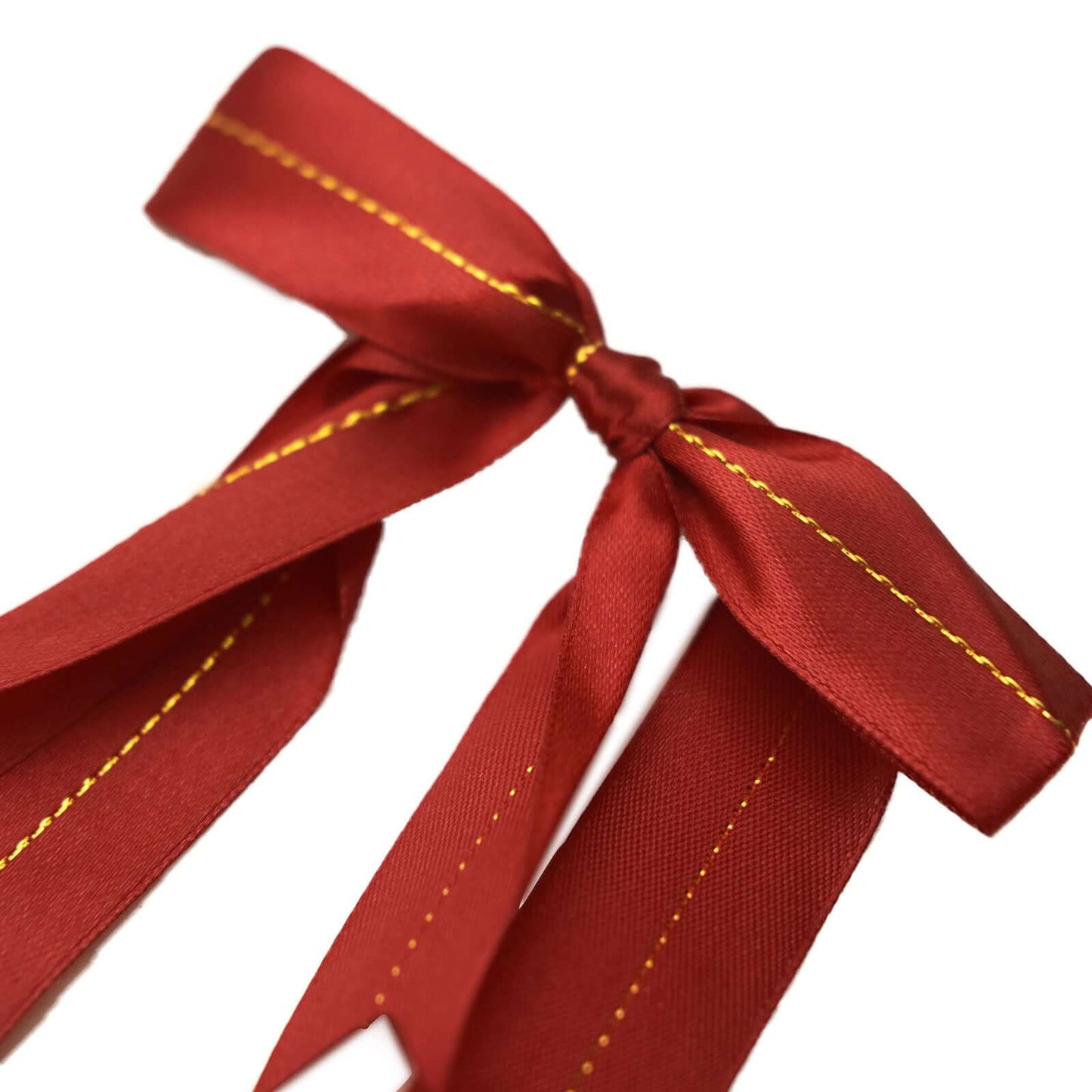 50 Pack Burgundy 10" Pre Tied Satin Ribbon Bows With Gold Foil Lining For Gift Basket and Party Favors Decor