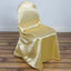 Satin Chair Cover Self - Tie Universal Design Champagne - Durable Slip - On Cover for Folding, Dining, Banquet & Standard Chairs - Linen Luxes