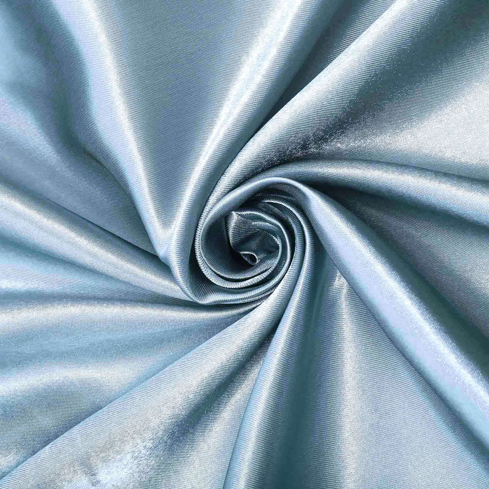 Satin Chair Cover Self - Tie Universal Design Dusty Blue - Durable Slip - On Cover for Folding, Dining, Banquet & Standard Chairs - Linen Luxes