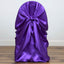 Satin Chair Cover Self - Tie Universal Design Purple - Durable Slip - On Cover for Folding, Dining, Banquet & Standard Chairs - Linen Luxes