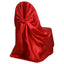 Satin Chair Cover Self - Tie Universal Design Red - Durable Slip - On Cover for Folding, Dining, Banquet & Standard Chairs - Linen Luxes