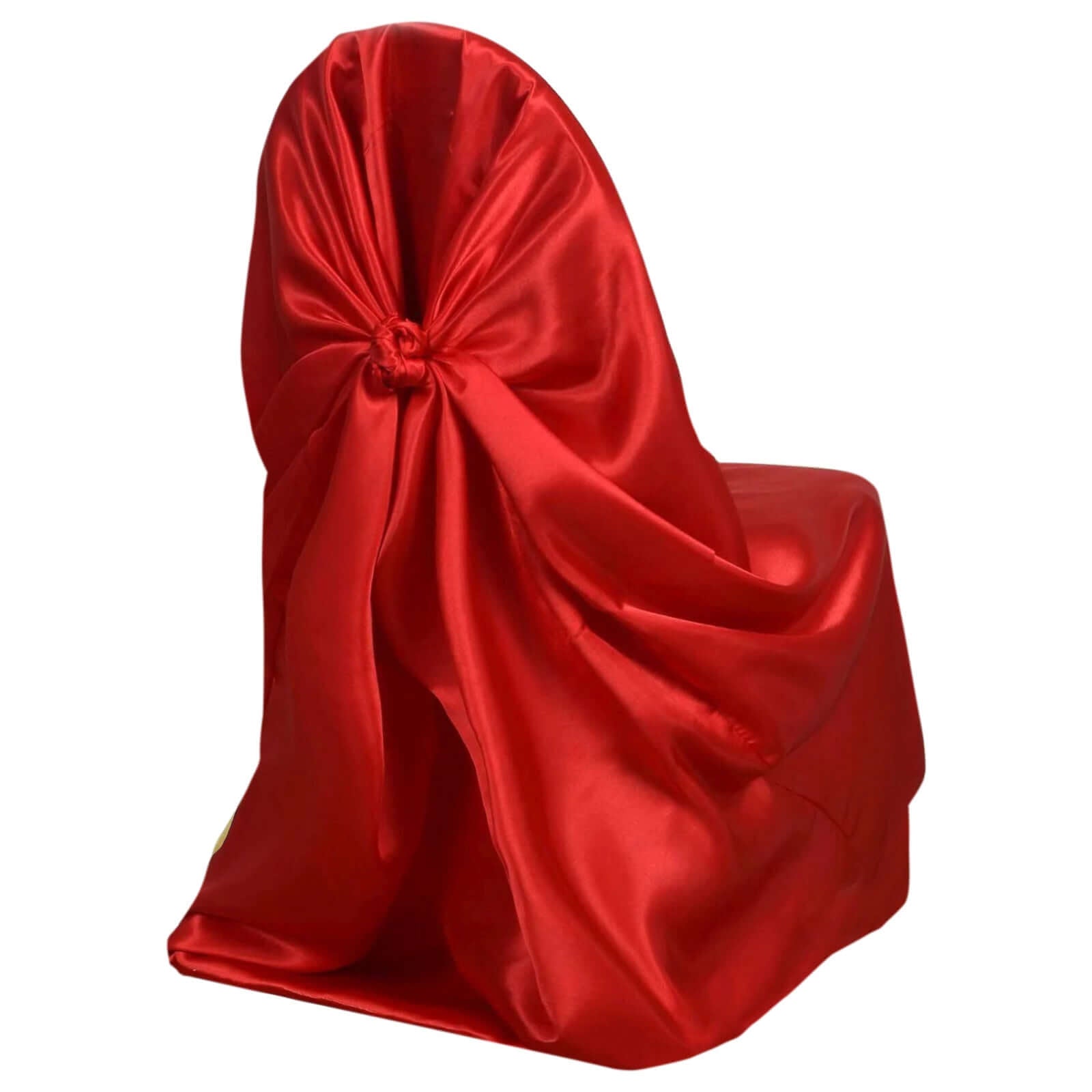 Satin Chair Cover Self - Tie Universal Design Red - Durable Slip - On Cover for Folding, Dining, Banquet & Standard Chairs - Linen Luxes