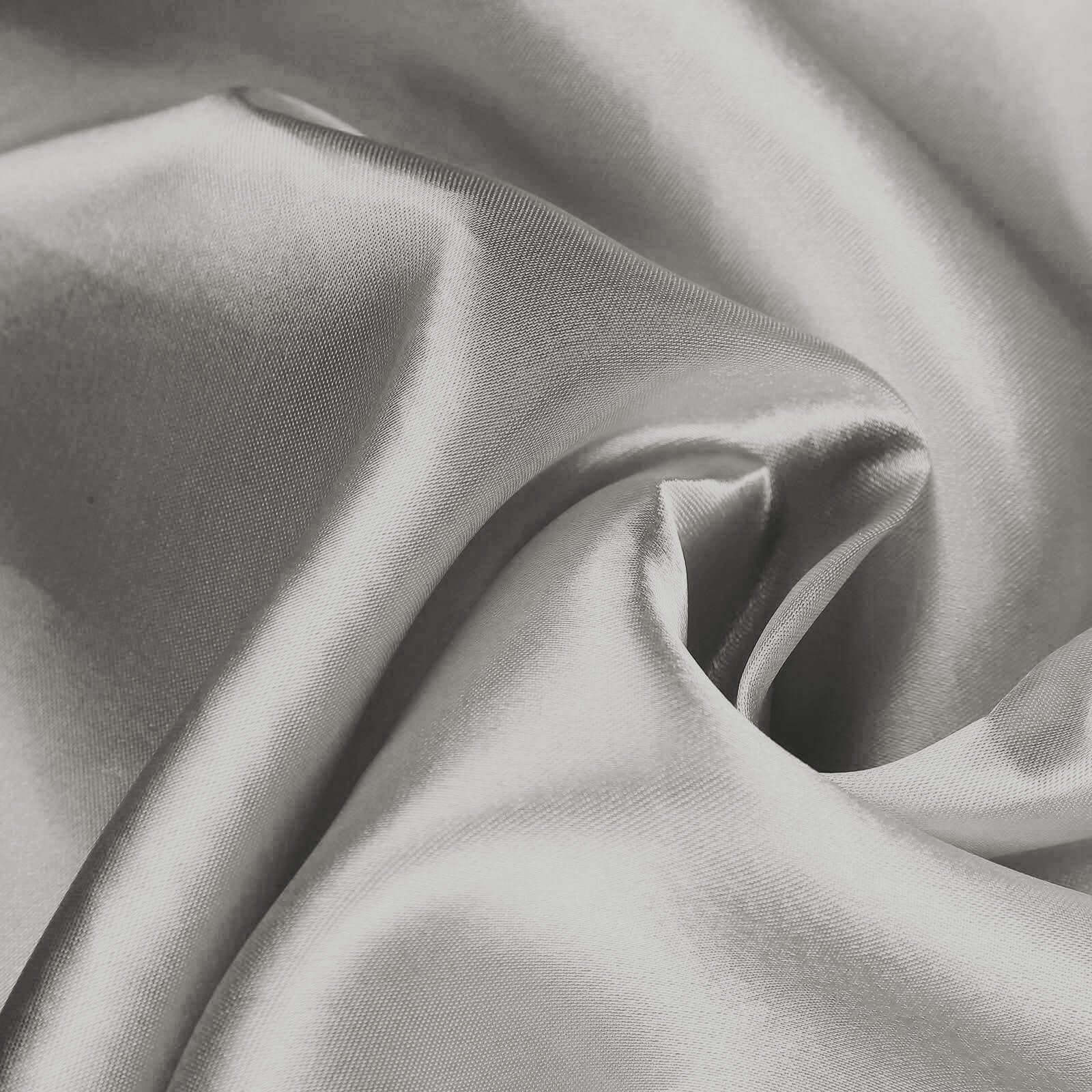 Satin Chair Cover Self - Tie Universal Design Silver - Durable Slip - On Cover for Folding, Dining, Banquet & Standard Chairs - Linen Luxes