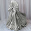 Satin Chair Cover Self - Tie Universal Design Silver - Durable Slip - On Cover for Folding, Dining, Banquet & Standard Chairs - Linen Luxes