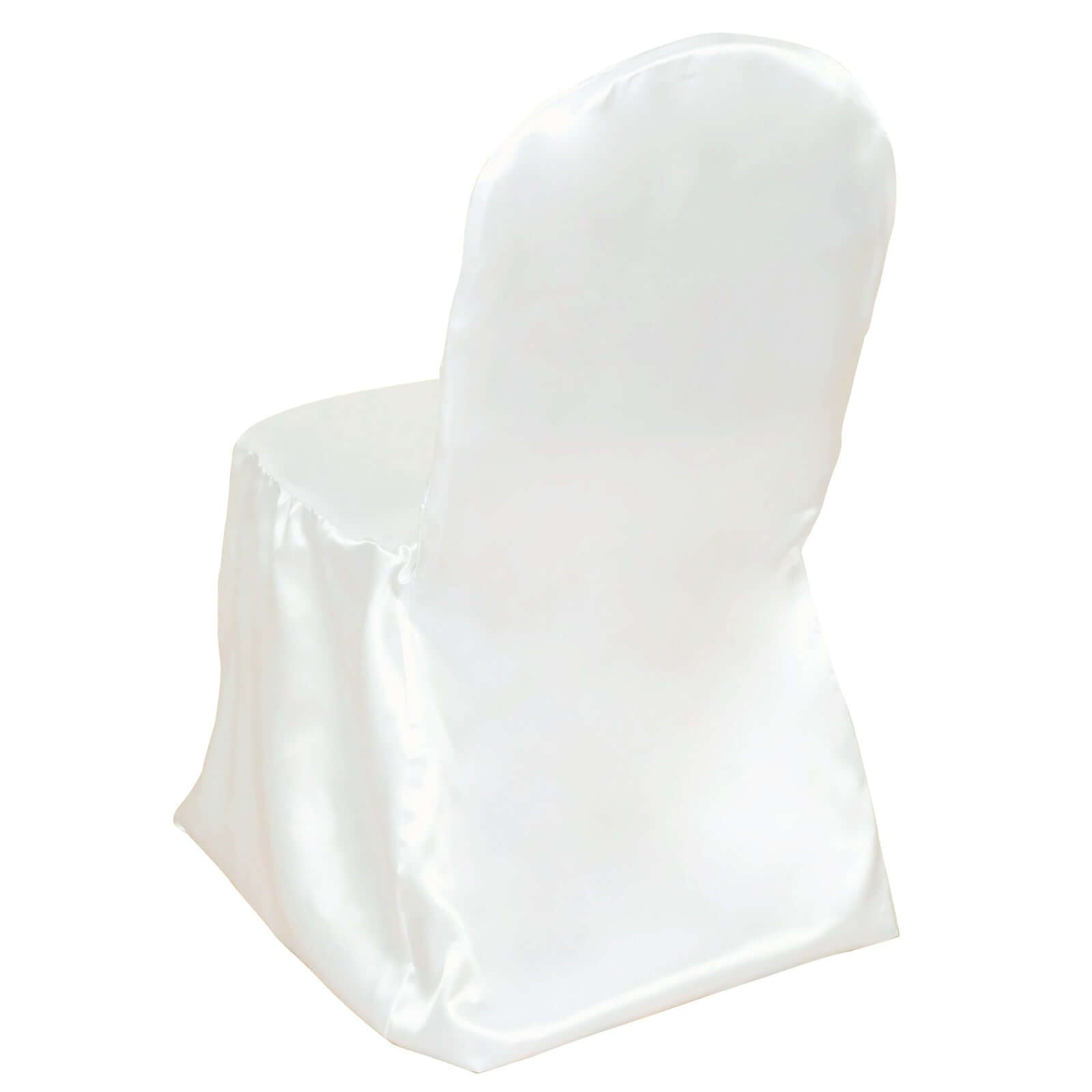 Satin Chair Covers for Banquet Chairs Ivory with Glossy Finish - Reusable Slipcovers - Linen Luxes