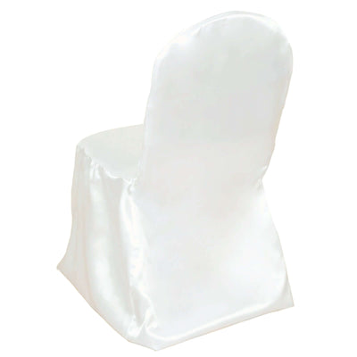 Satin Chair Covers for Banquet Chairs Ivory with Glossy Finish - Reusable Slipcovers - Linen Luxes