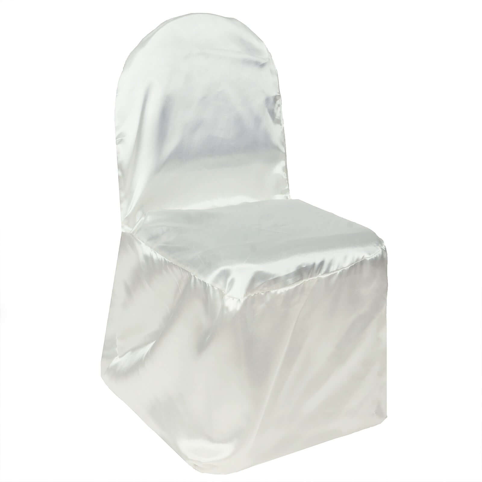 Satin Chair Covers for Banquet Chairs Ivory with Glossy Finish - Reusable Slipcovers - Linen Luxes