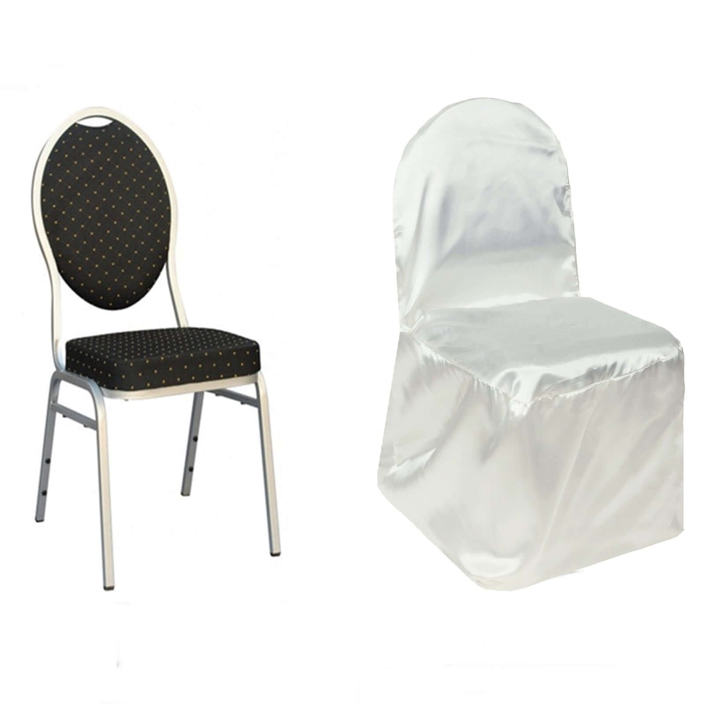 Satin Chair Covers for Banquet Chairs Ivory with Glossy Finish - Reusable Slipcovers - Linen Luxes