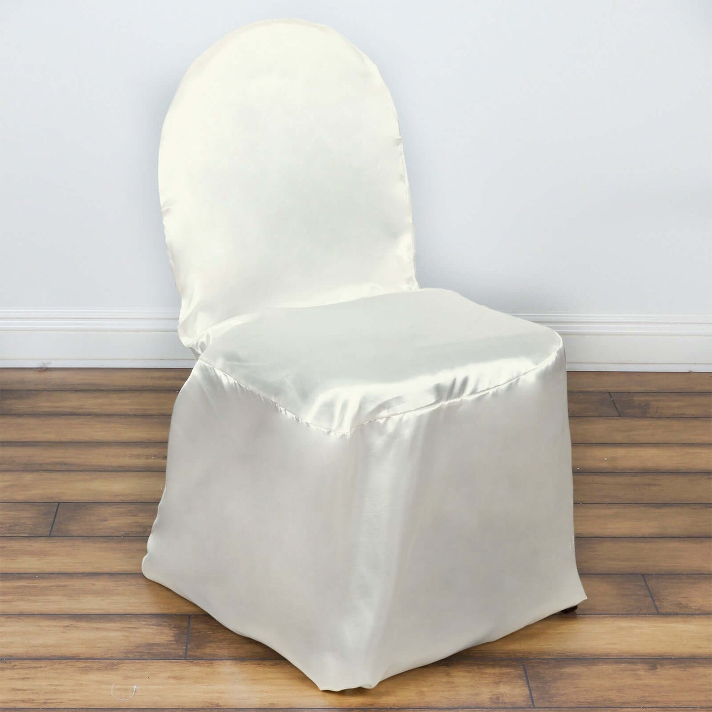Satin Chair Covers for Banquet Chairs Ivory with Glossy Finish - Reusable Slipcovers - Linen Luxes