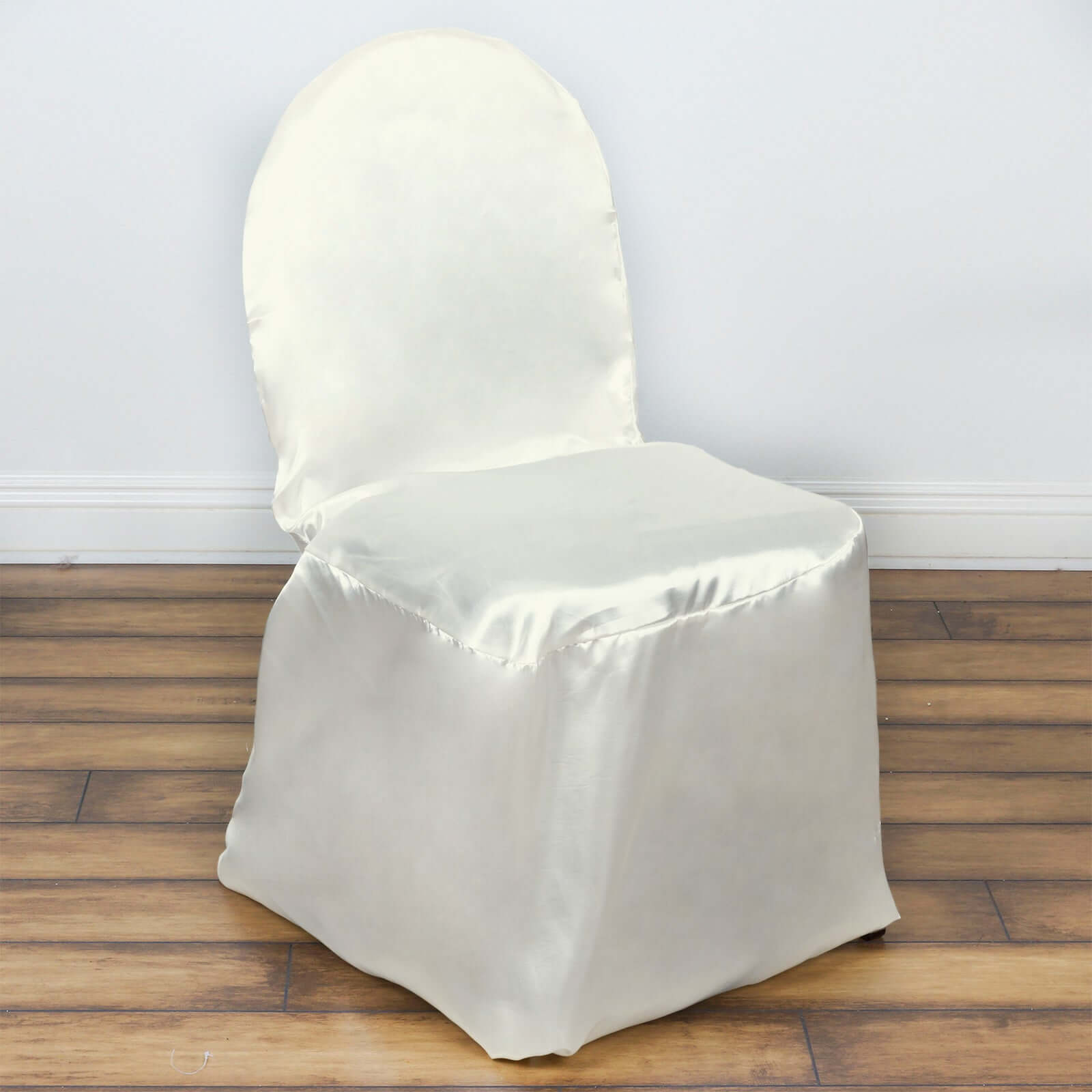 Satin Chair Covers for Banquet Chairs Ivory with Glossy Finish - Reusable Slipcovers - Linen Luxes