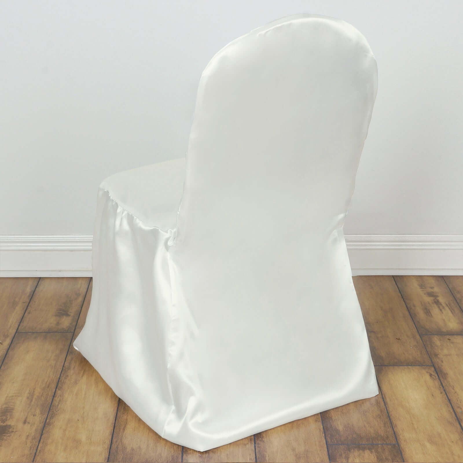 Satin Chair Covers for Banquet Chairs Ivory with Glossy Finish - Reusable Slipcovers - Linen Luxes