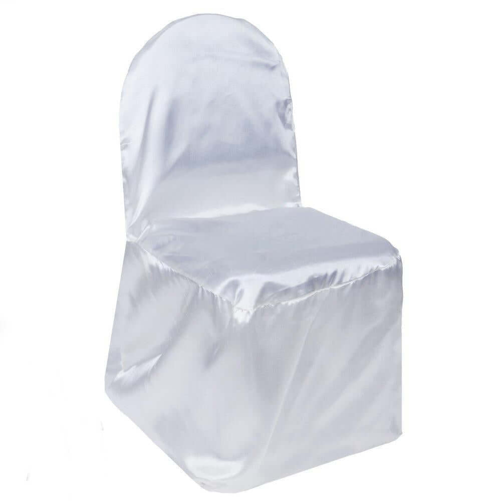 Satin Chair Covers for Banquet Chairs White with Glossy Finish - Stylish Reusable Covers for Formal Gatherings - Linen Luxes