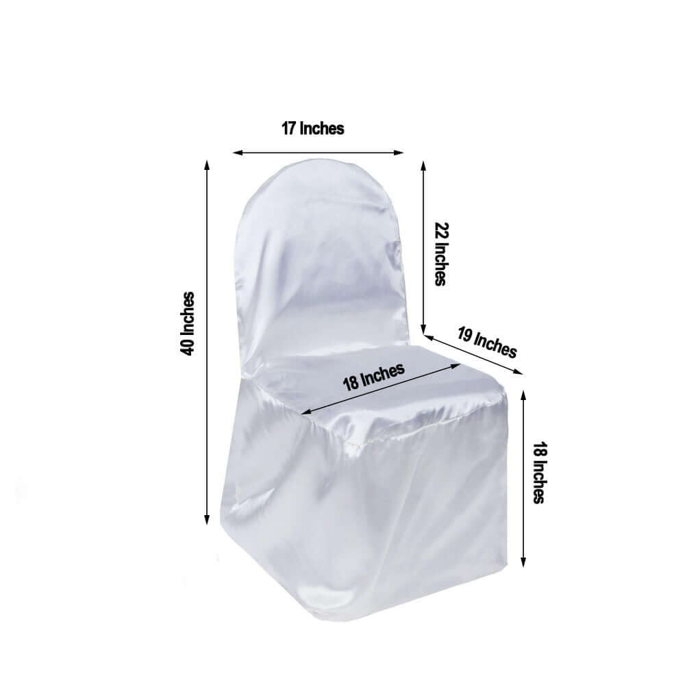 Satin Chair Covers for Banquet Chairs White with Glossy Finish - Stylish Reusable Covers for Formal Gatherings - Linen Luxes