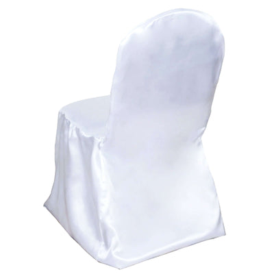 Satin Chair Covers for Banquet Chairs White with Glossy Finish - Stylish Reusable Covers for Formal Gatherings - Linen Luxes