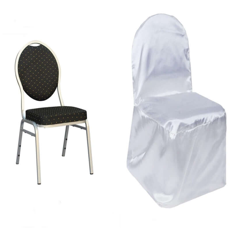 Satin Chair Covers for Banquet Chairs White with Glossy Finish - Stylish Reusable Covers for Formal Gatherings - Linen Luxes