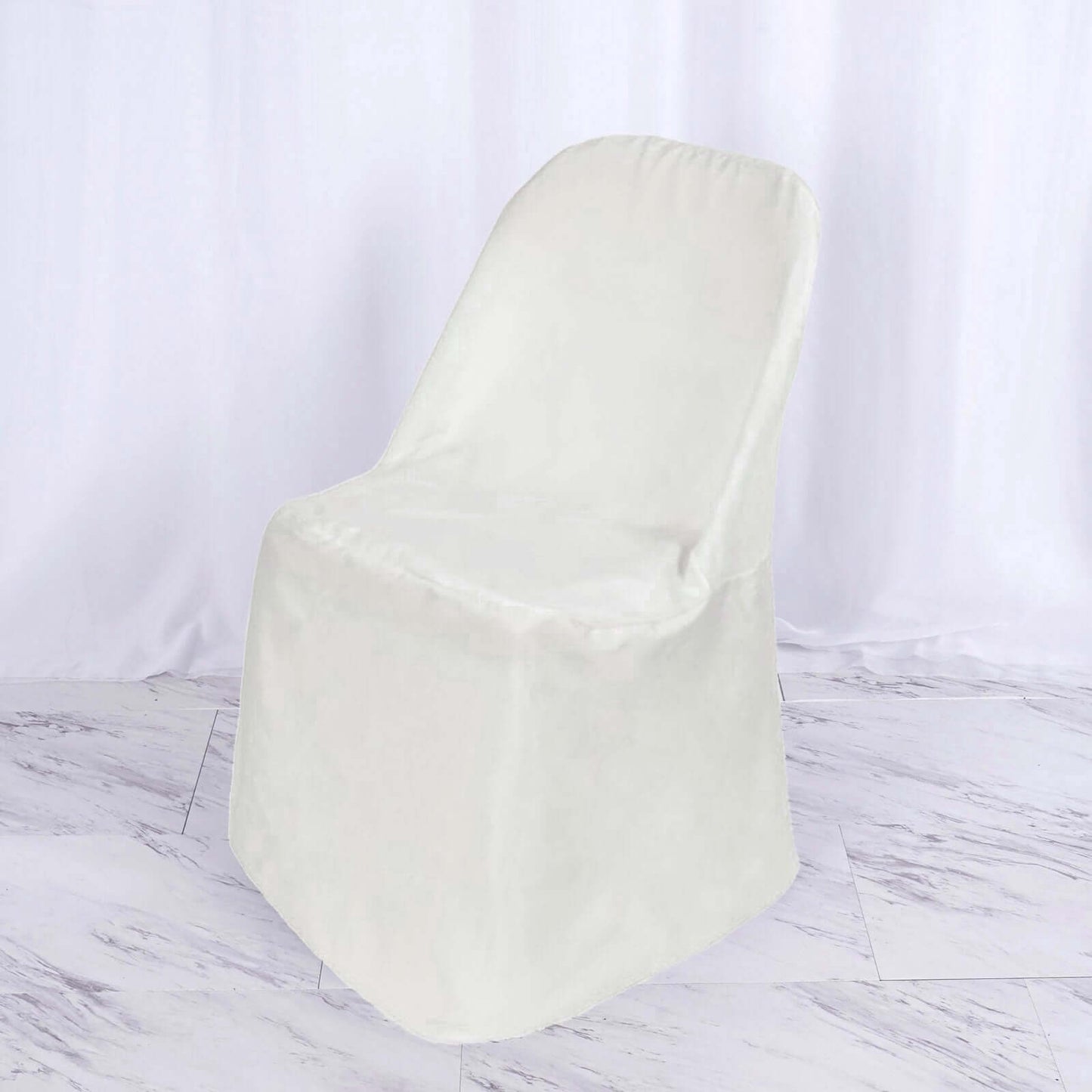 Satin Chair Covers for Folding Chairs Ivory with Glossy Sheen - Reusable Covers - Linen Luxes