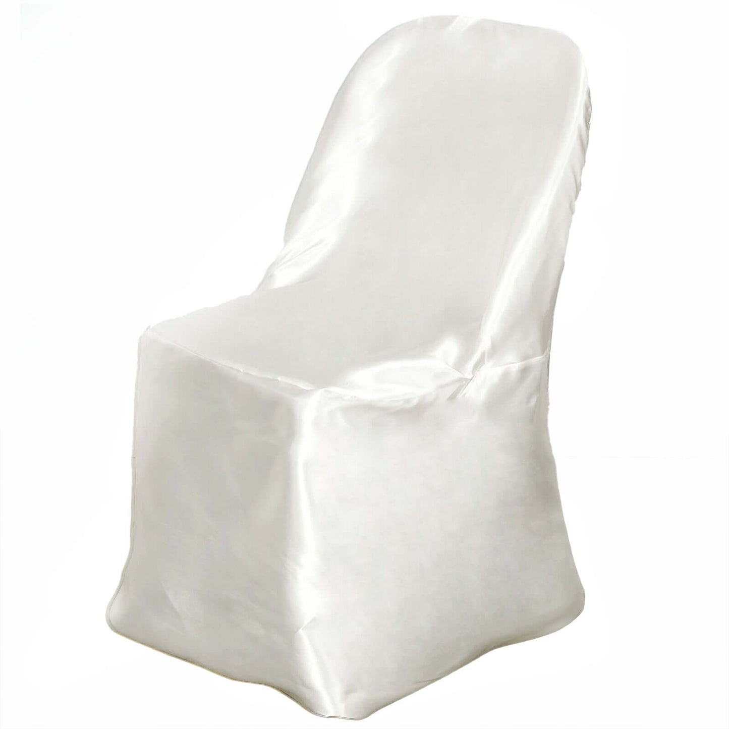 Satin Chair Covers for Folding Chairs Ivory with Glossy Sheen - Reusable Covers - Linen Luxes