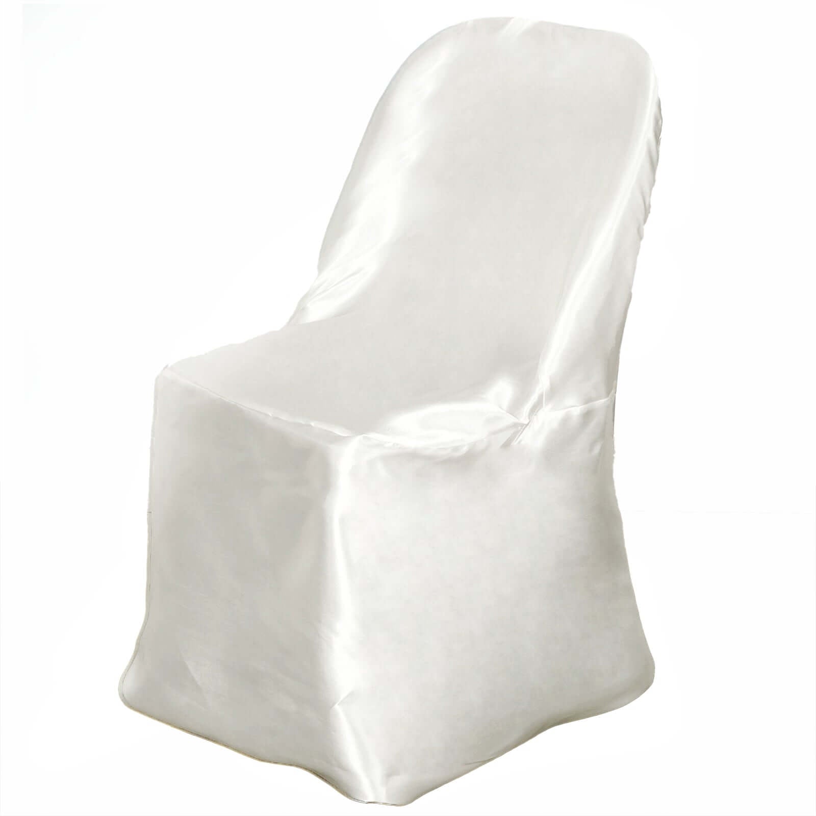 Satin Chair Covers for Folding Chairs Ivory with Glossy Sheen - Reusable Covers - Linen Luxes