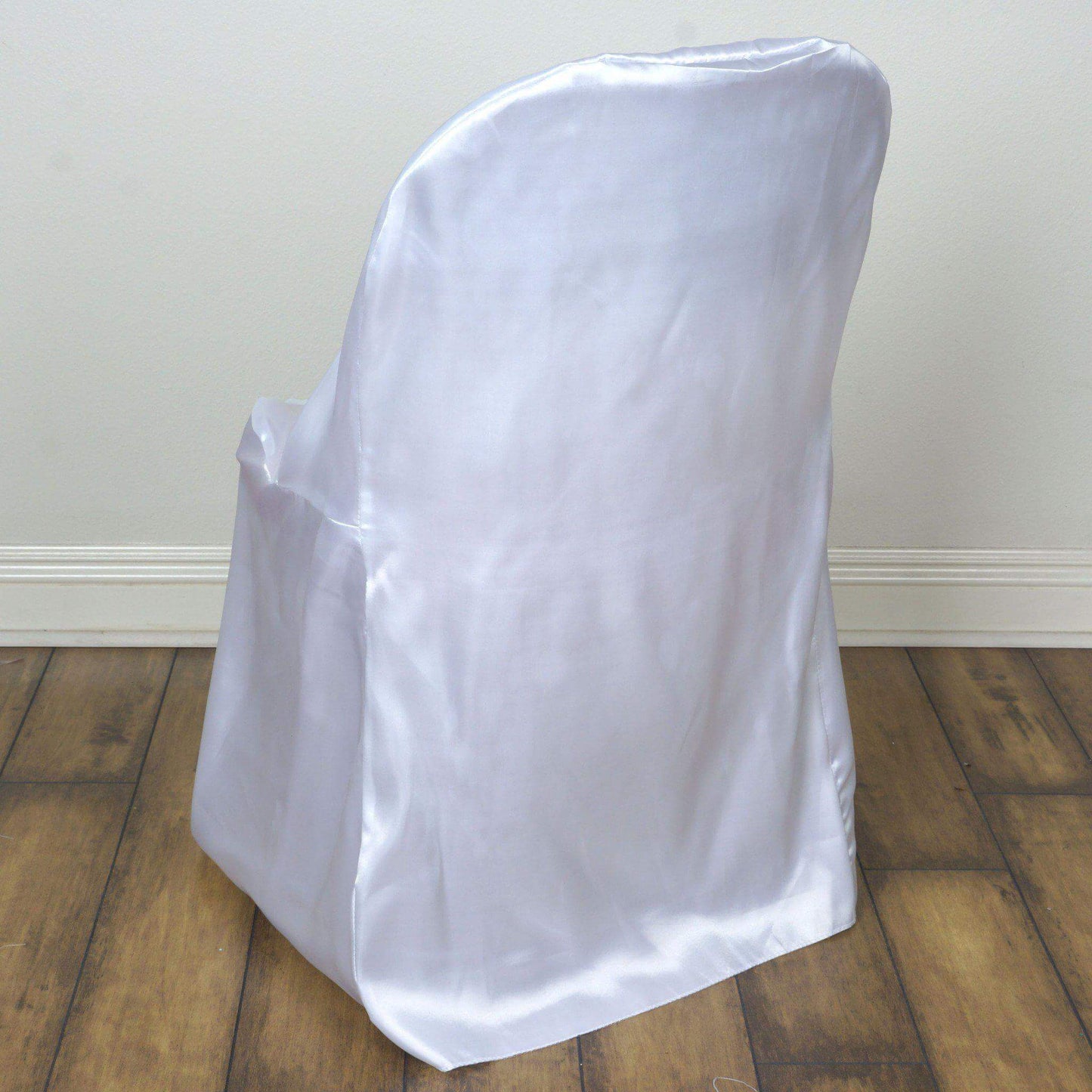 Satin Chair Covers for Folding Chairs White with Glossy Sheen - Stylish Reusable Covers for Formal Gatherings - Linen Luxes