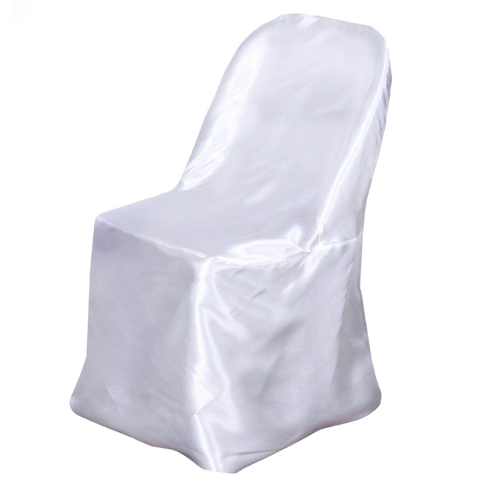 Satin Chair Covers for Folding Chairs White with Glossy Sheen - Stylish Reusable Covers for Formal Gatherings - Linen Luxes
