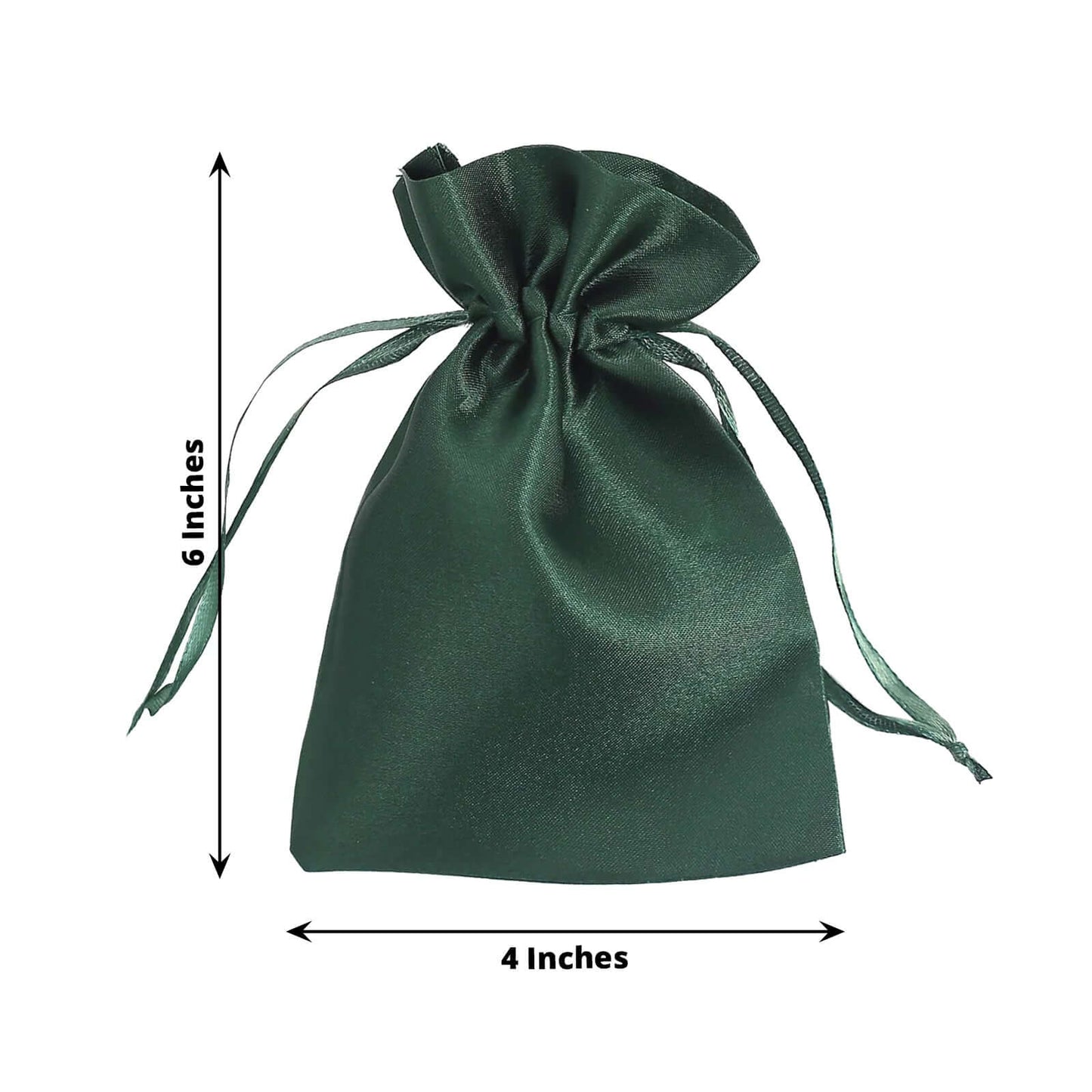 12 Pack 4"x6" Hunter Emerald Green Satin Wedding Party Favor Bags, Drawstring Pouch Gift Bags