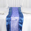 Satin Organza 14"x108" Table Runner Royal Blue Embroidered Design - Sheer & Stylish for Luxurious Table Settings - Linen Luxes