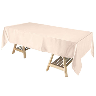 Satin Rectangular 60"x102" Tablecloth Beige - Smooth and Lustrous Table Cover - Linen Luxes