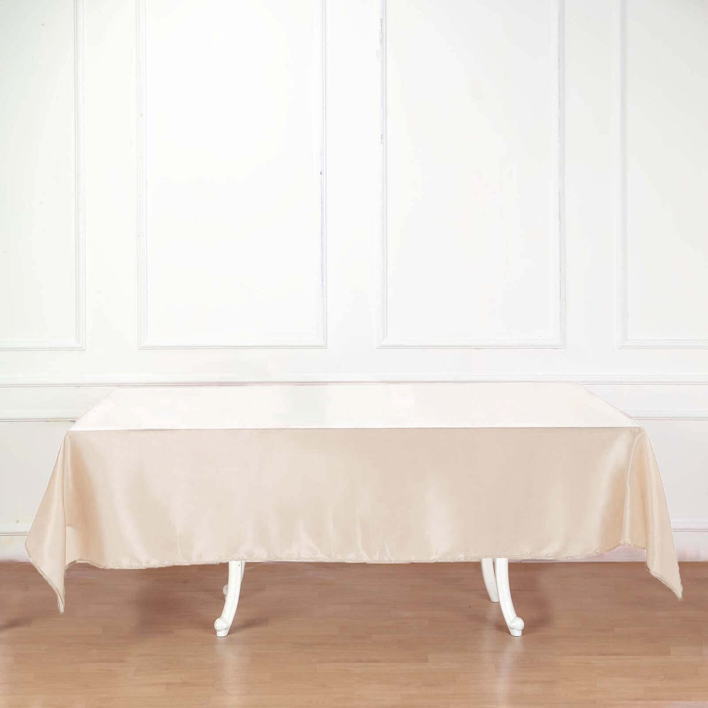 Satin Rectangular 60"x102" Tablecloth Beige - Smooth and Lustrous Table Cover - Linen Luxes