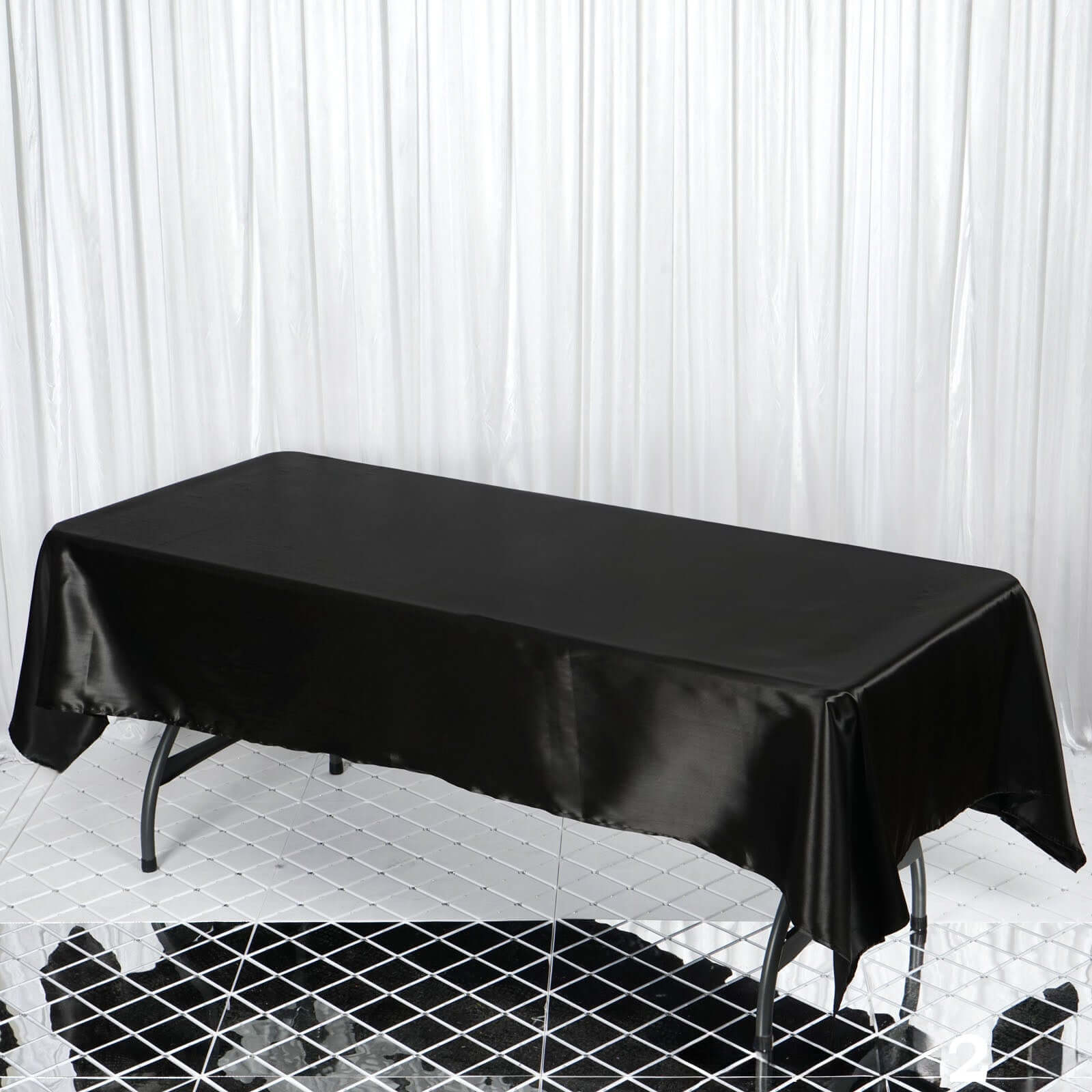 Satin Rectangular 60"x102" Tablecloth Black - Smooth and Lustrous Table Cover - Linen Luxes