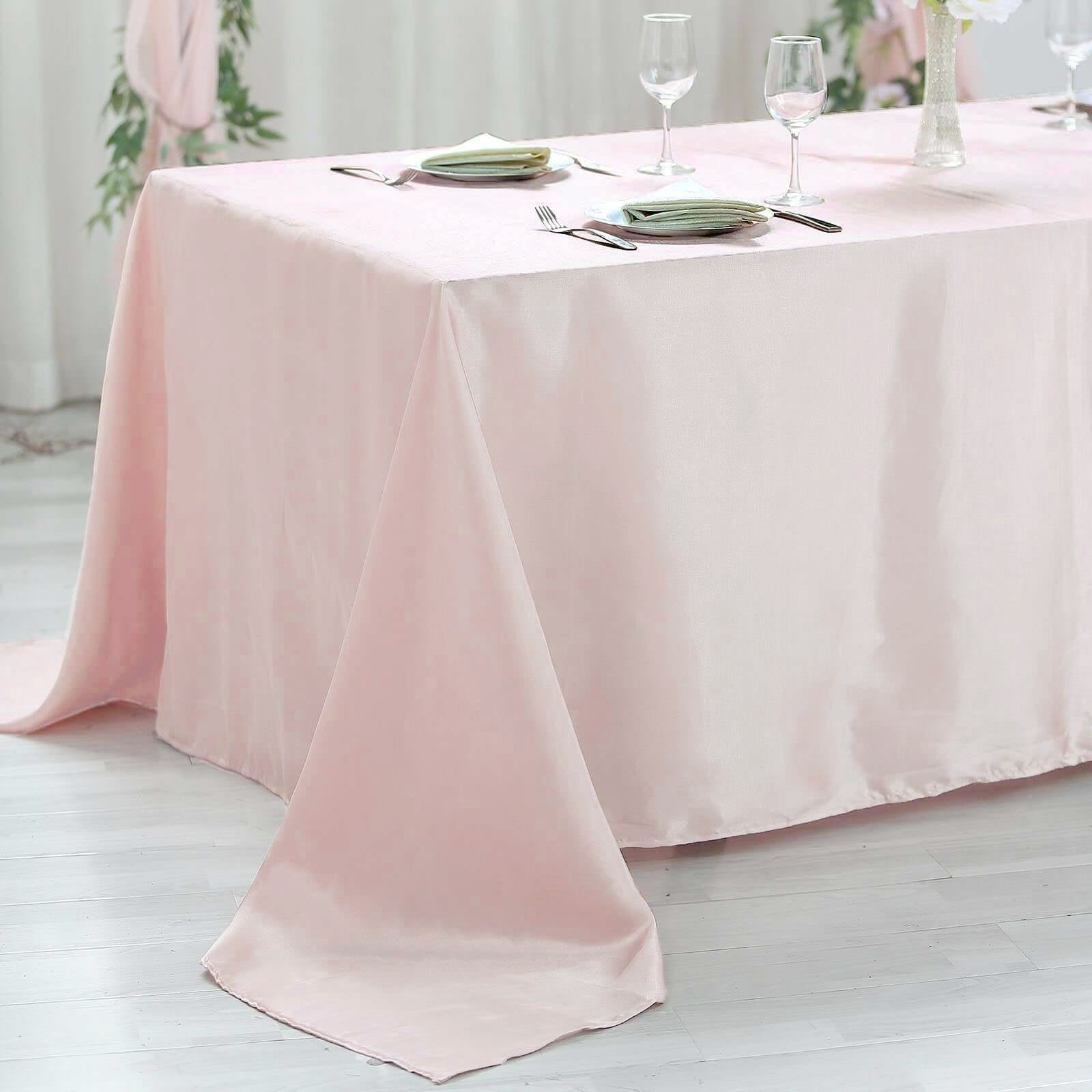 Satin Rectangular 60"x102" Tablecloth Blush - Smooth and Lustrous Table Cover - Linen Luxes