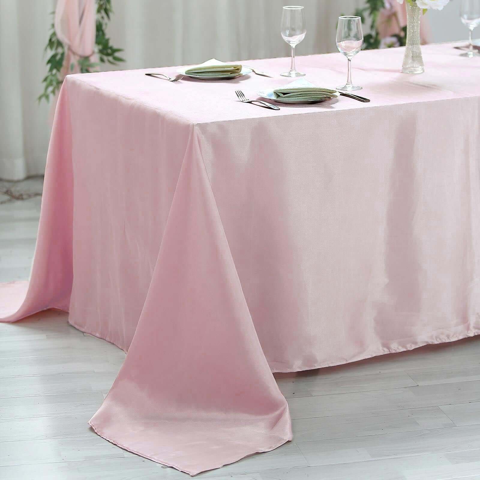 Satin Rectangular 60"x102" Tablecloth Blush - Smooth and Lustrous Table Cover - Linen Luxes