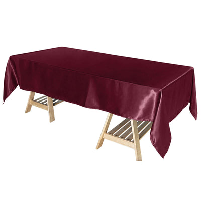 Satin Rectangular 60"x102" Tablecloth Burgundy - Smooth and Lustrous Table Cover - Linen Luxes