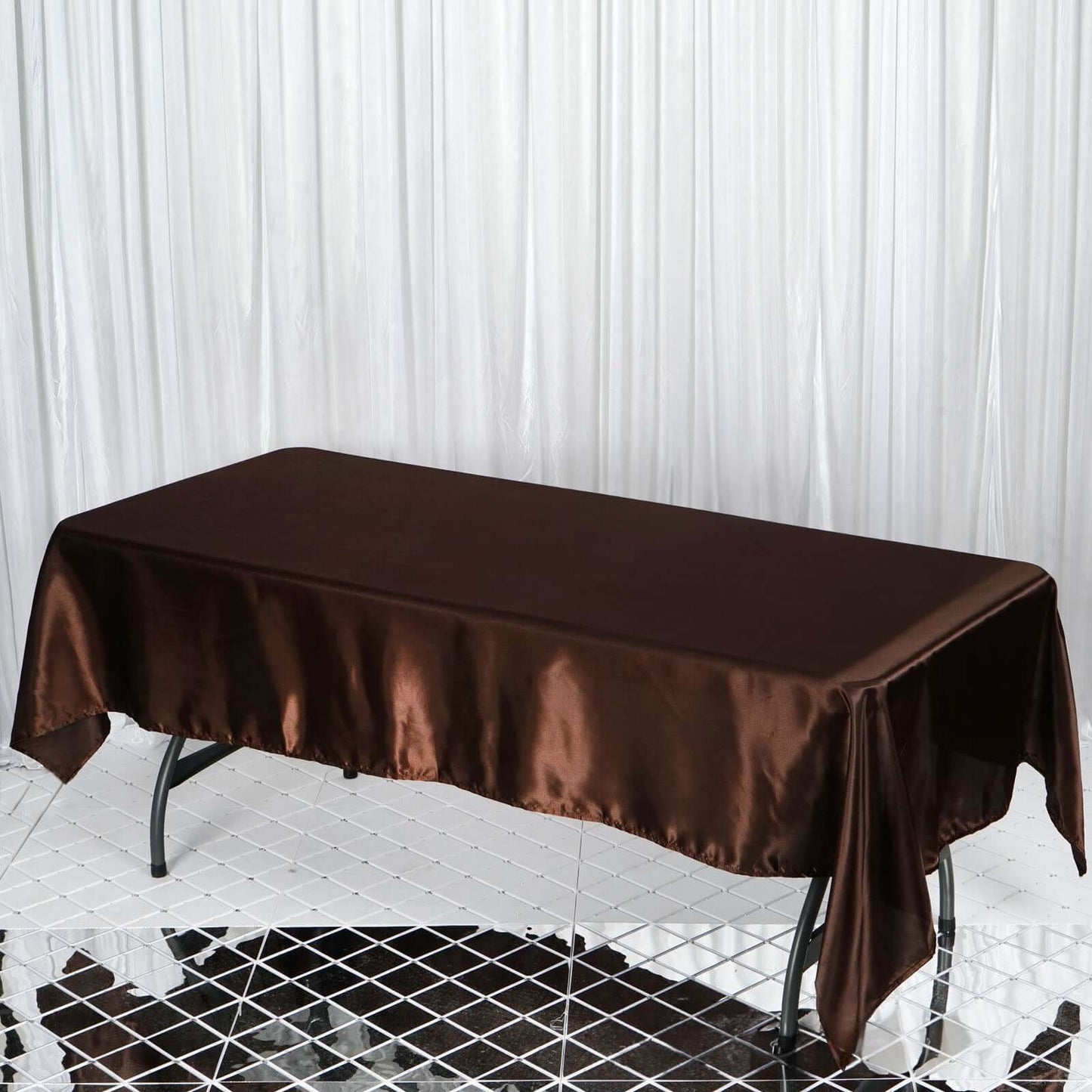 Satin Rectangular 60"x102" Tablecloth Chocolate - Smooth and Lustrous Table Cover - Linen Luxes