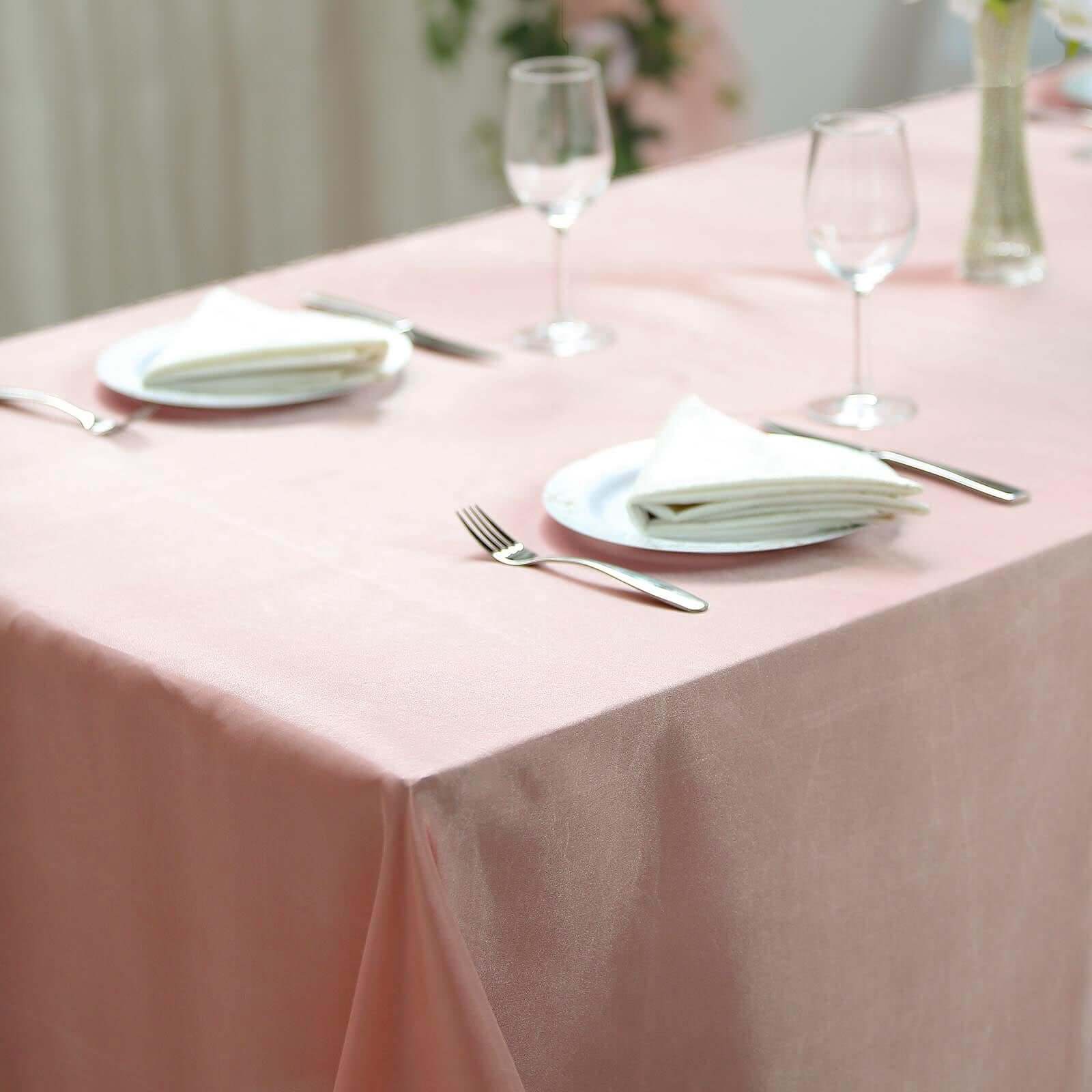 Satin Rectangular 60"x102" Tablecloth Dusty Rose - Smooth and Lustrous Table Cover - Linen Luxes