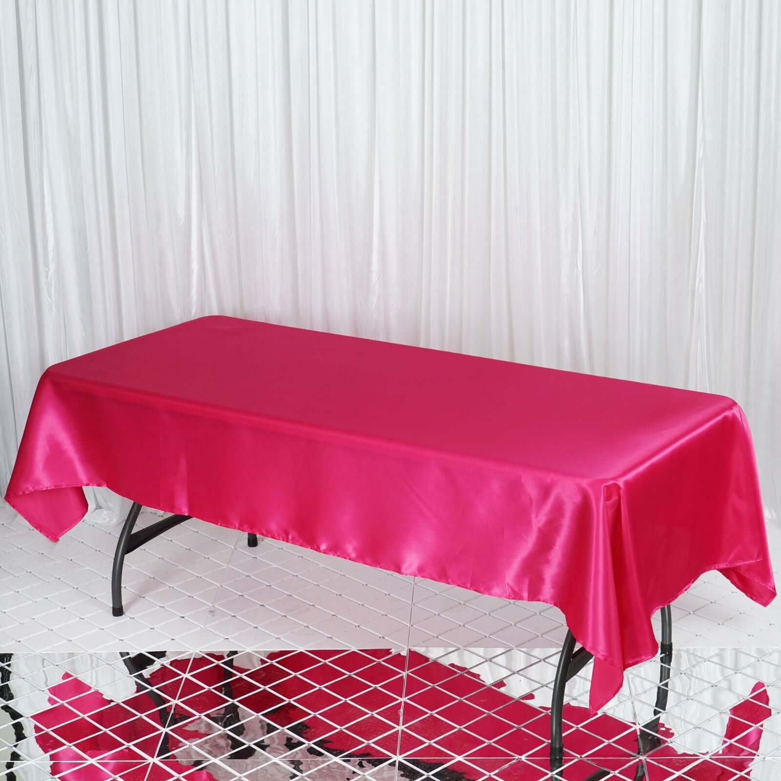 Satin Rectangular 60"x102" Tablecloth Fuchsia - Smooth and Lustrous Table Cover - Linen Luxes