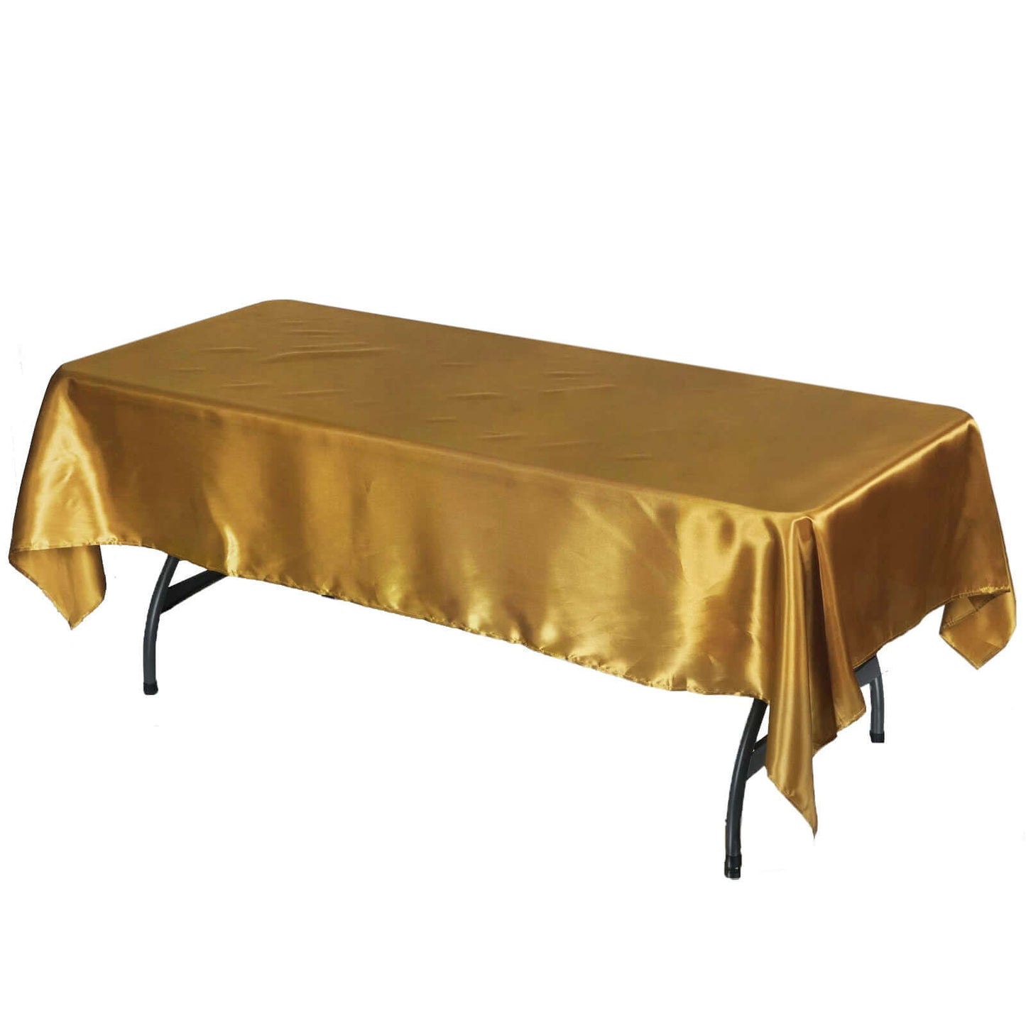 Satin Rectangular 60"x102" Tablecloth Gold - Smooth and Lustrous Finish for Weddings and Parties - Linen Luxes