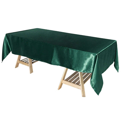 Satin Rectangular 60"x102" Tablecloth Hunter Emerald Green - Smooth and Lustrous Table Cover