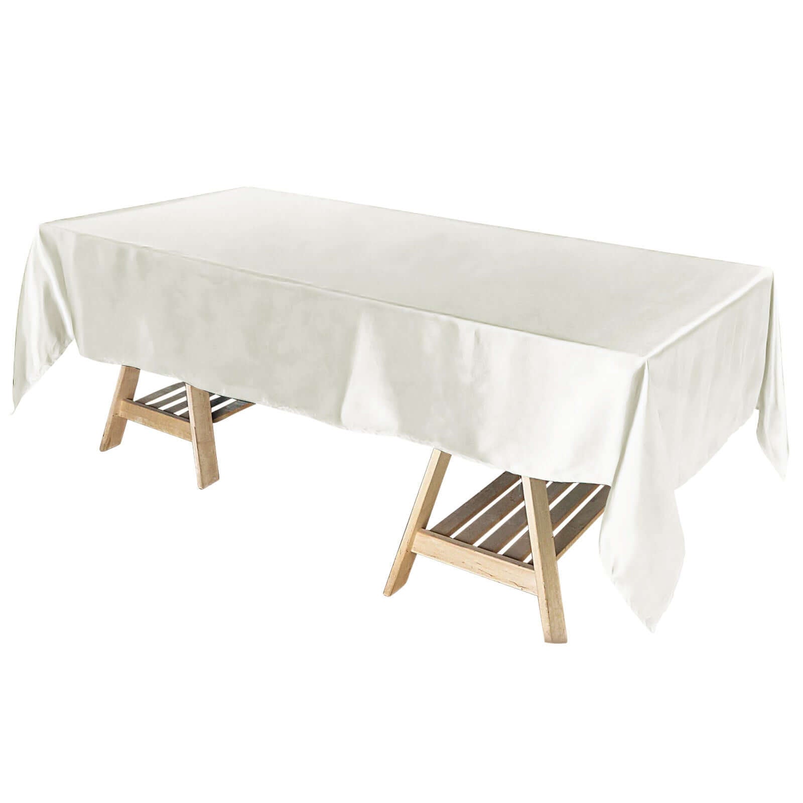 Satin Rectangular 60"x102" Tablecloth Ivory - Smooth and Lustrous Table Cover - Linen Luxes