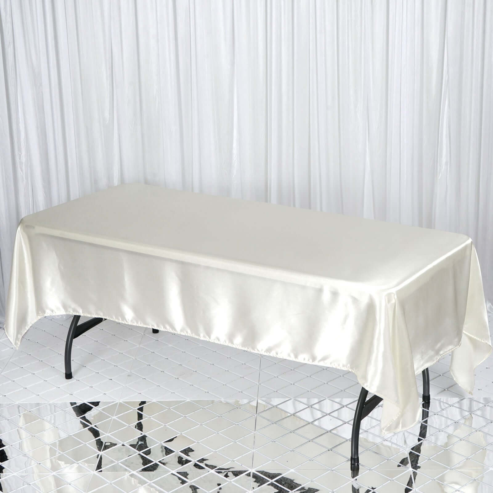 Satin Rectangular 60"x102" Tablecloth Ivory - Smooth and Lustrous Table Cover - Linen Luxes