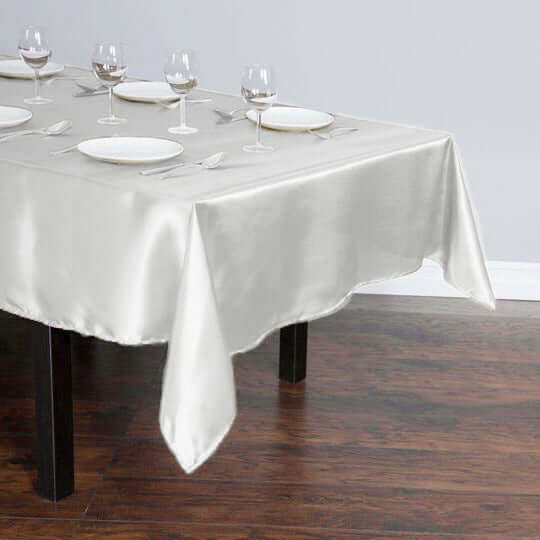 Satin Rectangular 60"x102" Tablecloth Ivory - Smooth and Lustrous Table Cover - Linen Luxes
