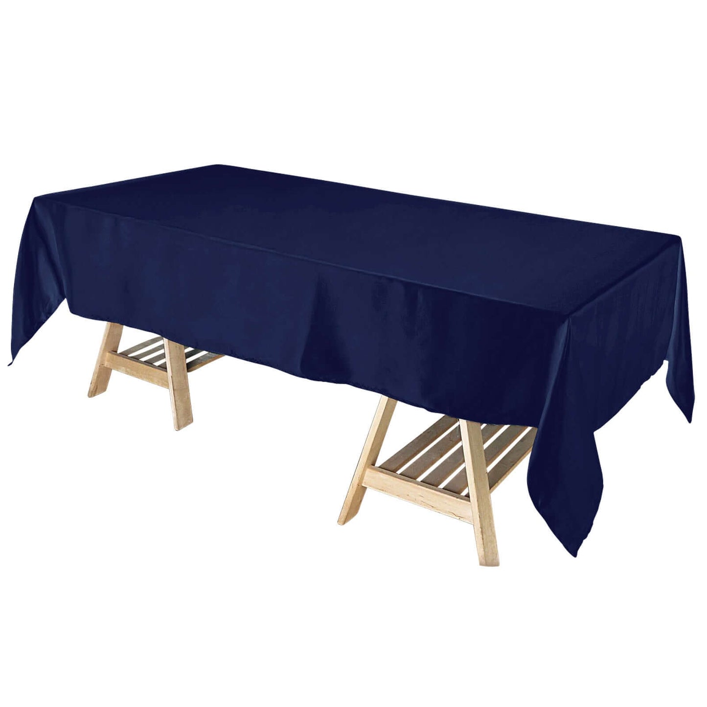 Satin Rectangular 60"x102" Tablecloth Navy Blue - Smooth and Lustrous Table Cover - Linen Luxes
