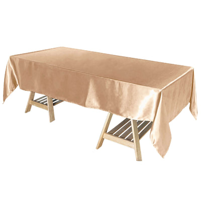 Satin Rectangular 60"x102" Tablecloth Nude - Smooth and Lustrous Table Cover