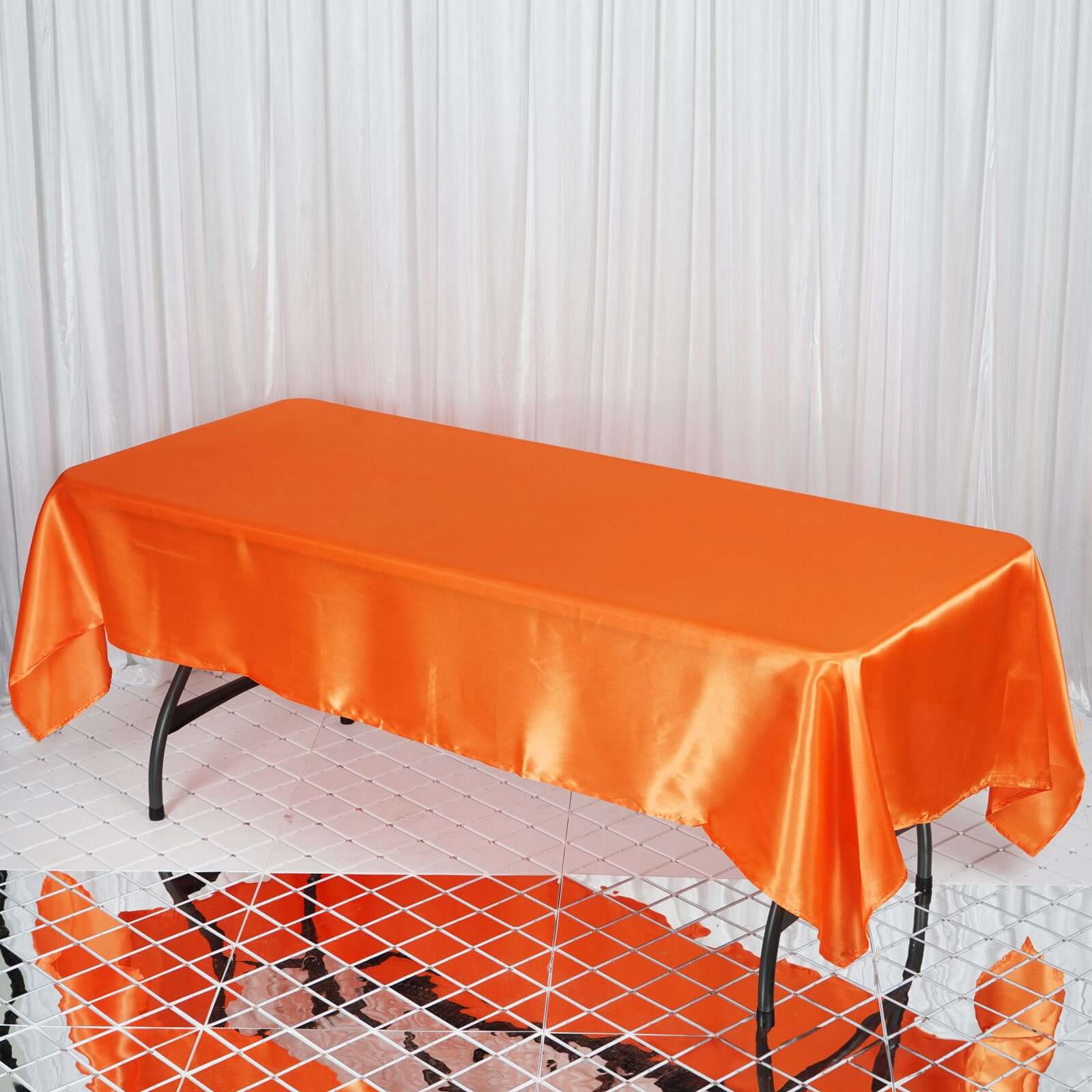 Satin Rectangular 60"x102" Tablecloth Orange - Smooth and Lustrous Table Cover - Linen Luxes