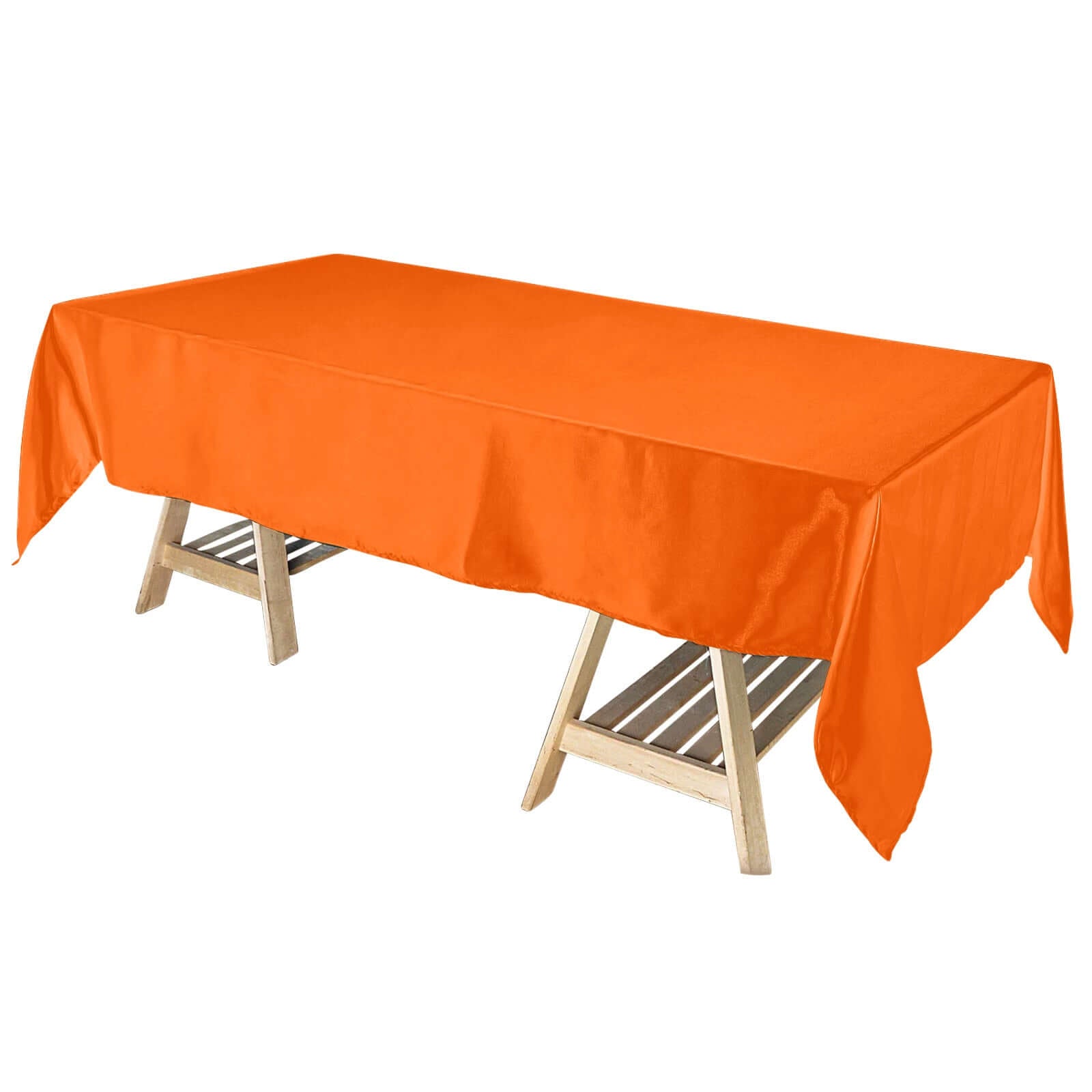 Satin Rectangular 60"x102" Tablecloth Orange - Smooth and Lustrous Table Cover - Linen Luxes