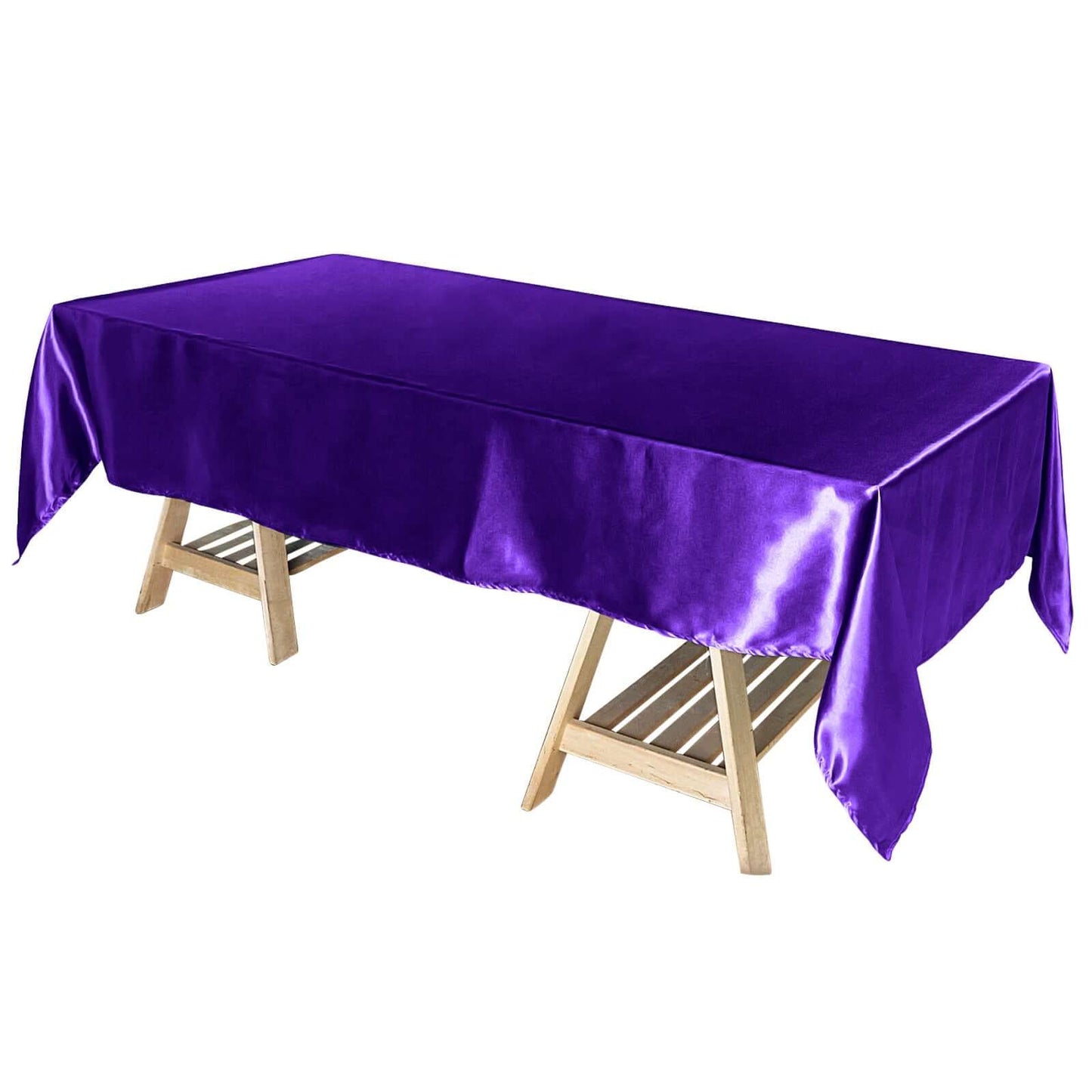 Satin Rectangular 60"x102" Tablecloth Purple - Smooth and Lustrous Table Cover - Linen Luxes