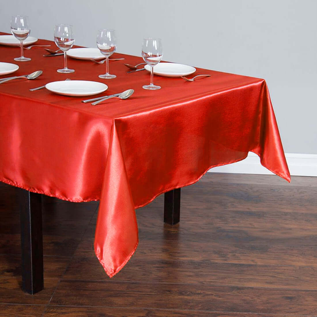 Satin Rectangular 60"x102" Tablecloth Red - Smooth and Lustrous Table Cover - Linen Luxes