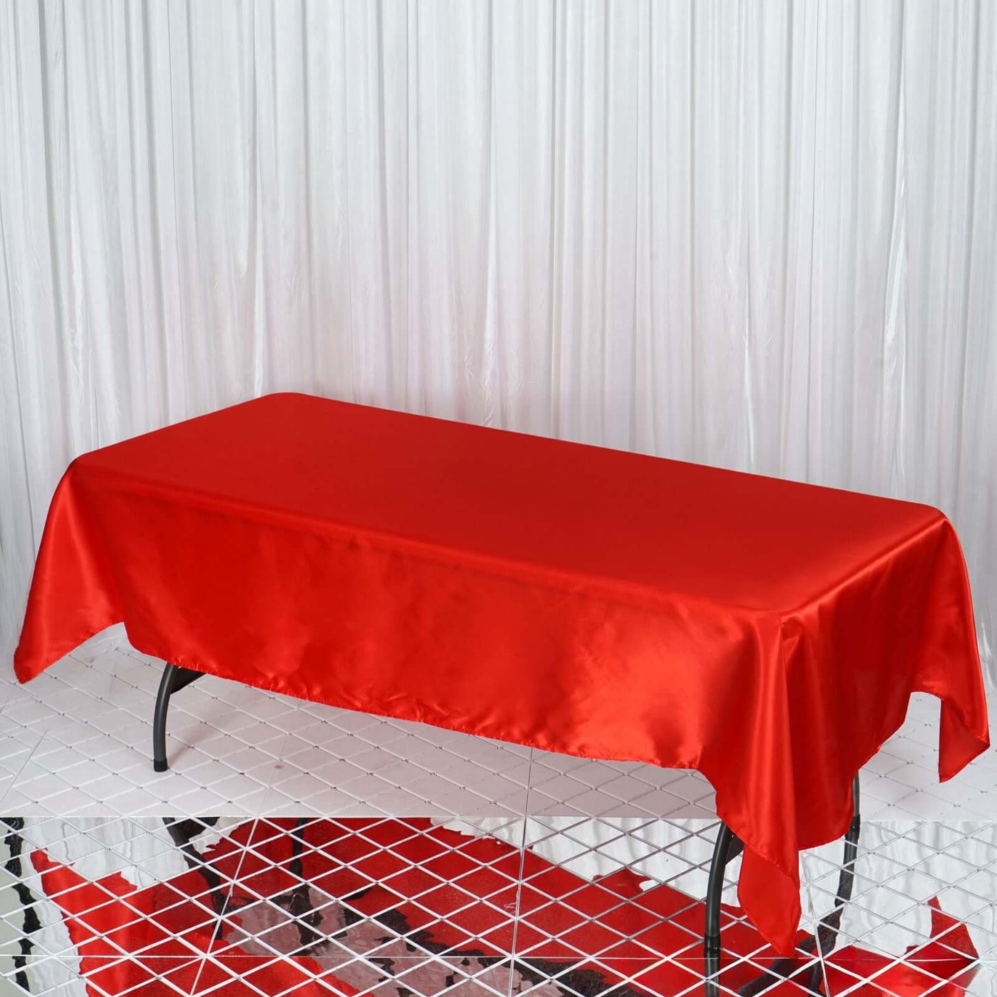 Satin Rectangular 60"x102" Tablecloth Red - Smooth and Lustrous Table Cover - Linen Luxes