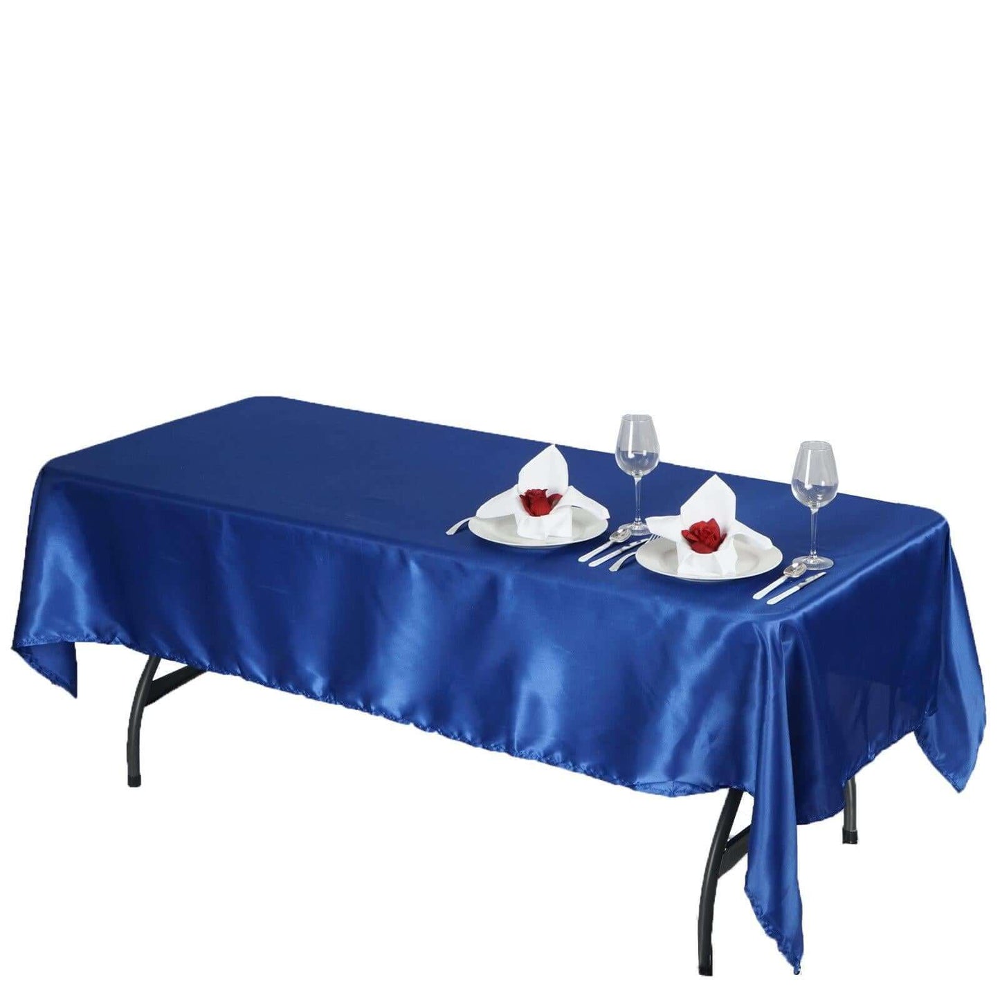 Satin Rectangular 60"x102" Tablecloth Royal Blue - Smooth and Lustrous Table Cover - Linen Luxes